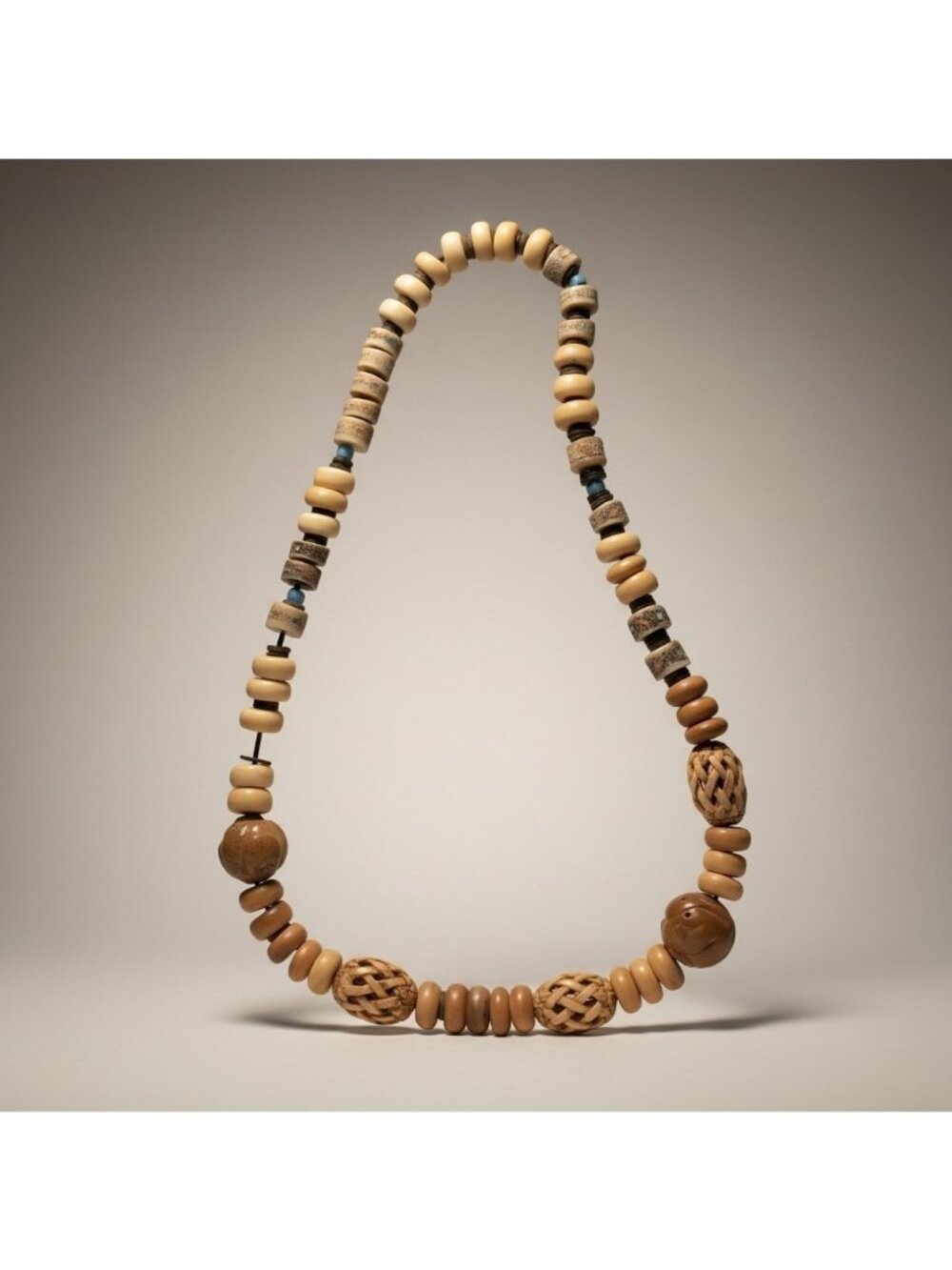 Vintage Chunky Boho Jumbo Tribal Earth Tone Bead Infinity Necklace 14" Drop